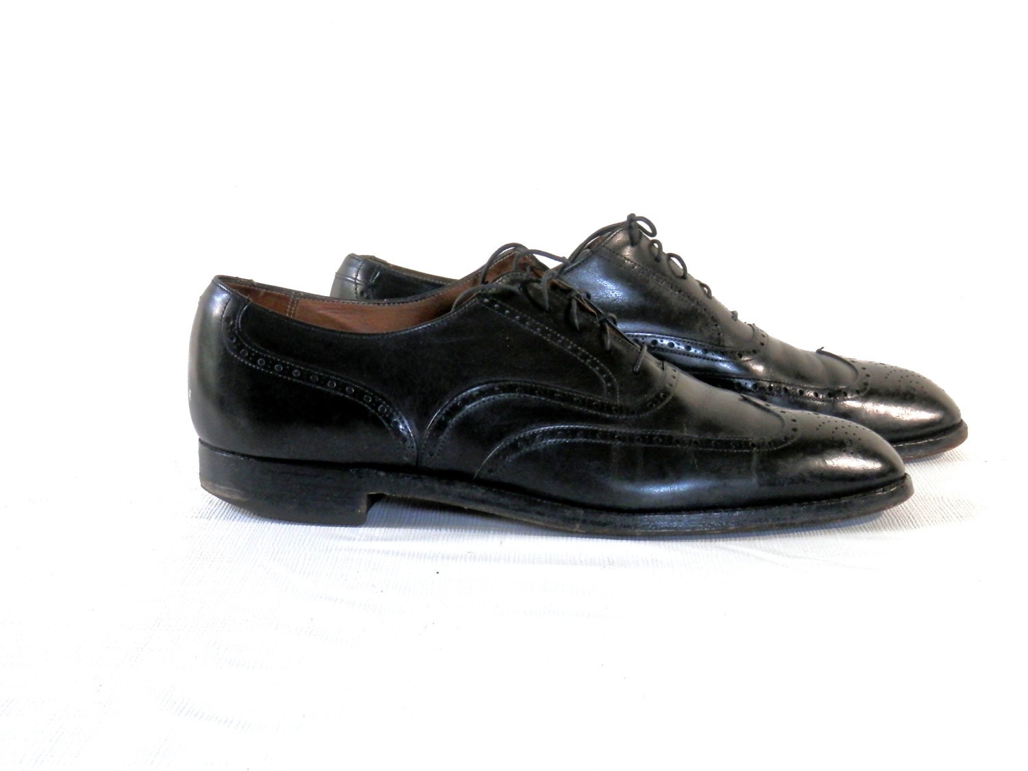 Carroll and Co Men’s Black Leather Wing Tip Shoes Rodeo Drive Beverly Hills