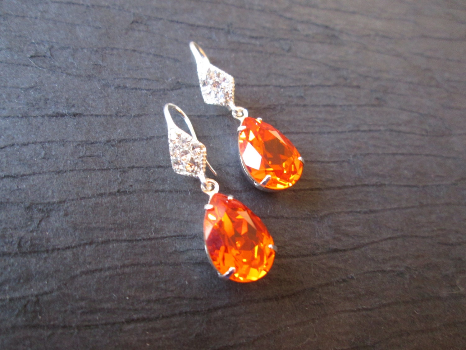 Crystal Bridesmaid Jewelry/ Tangerine Swarovski Crystal