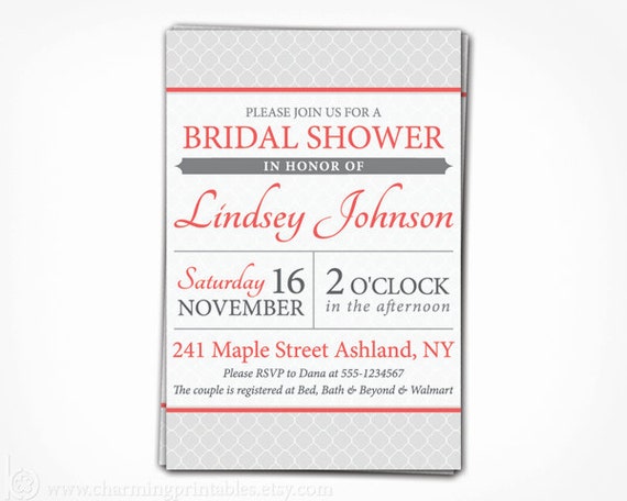 Bridal Shower Invitation - Choose Your Color - PRINTABLE File - Wedding Bridal Shower Invite - Bachelorette Party Hens Party Lingerie Shower Il_570xn