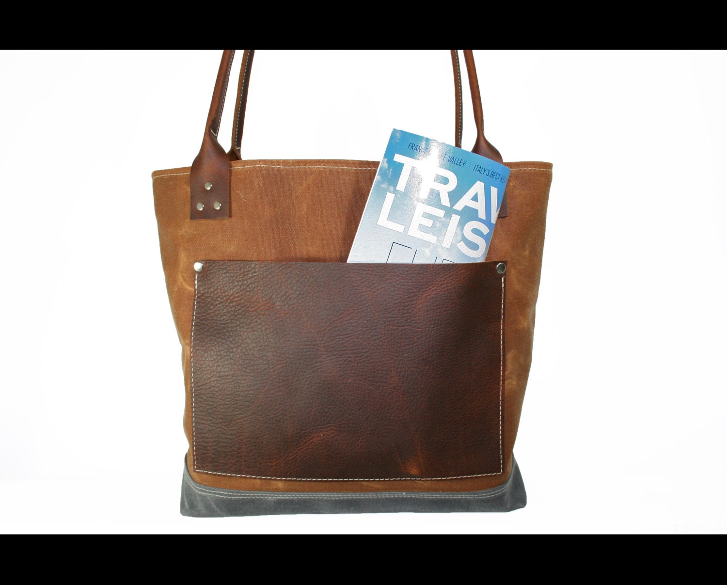 Waxed canvas tote heavy weight waterproof canvas bag and