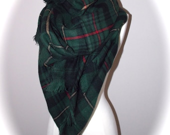 Hunter green blanket scarf/oversized scarf