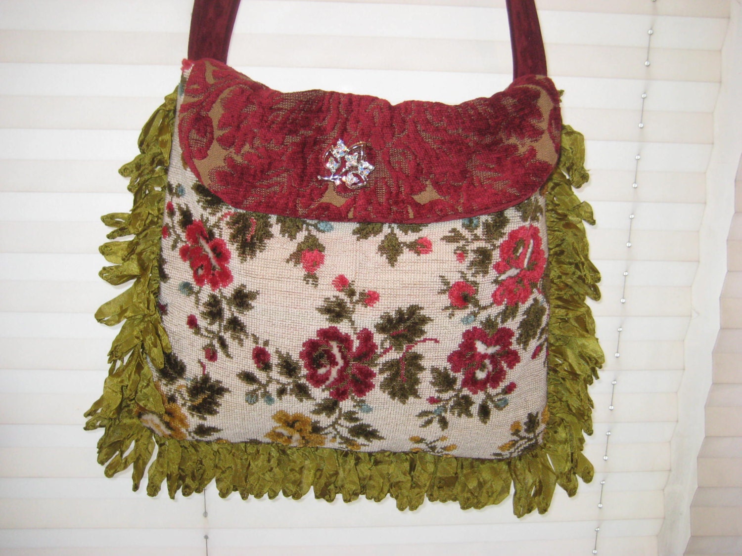 Vintage needlepoint bag purse gypsy bag by CatzStitchedFantasy