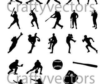 Baseball Silhouettes vector SVG cut file