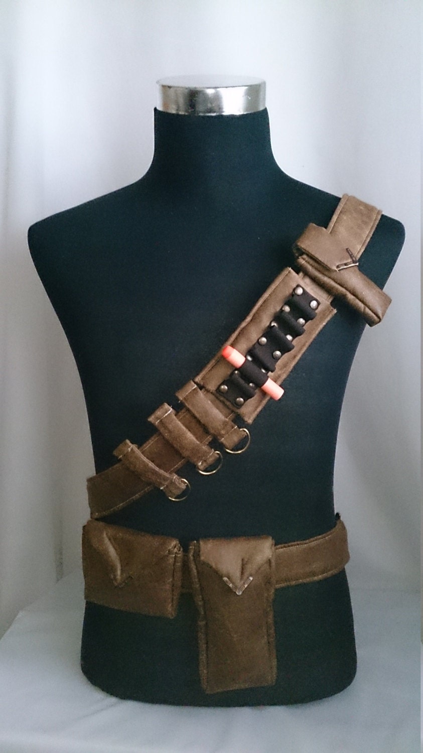 Bandolier / Utility Belt System for Steampunk Adventurers Faux Distressed Leather