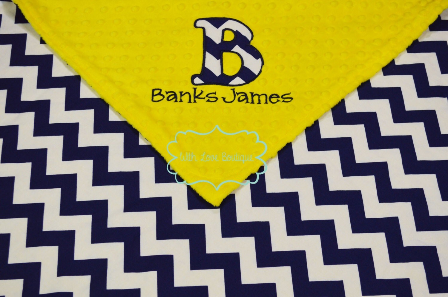 Chevron Blanket Personalized Minky Blanket Chevron Baby