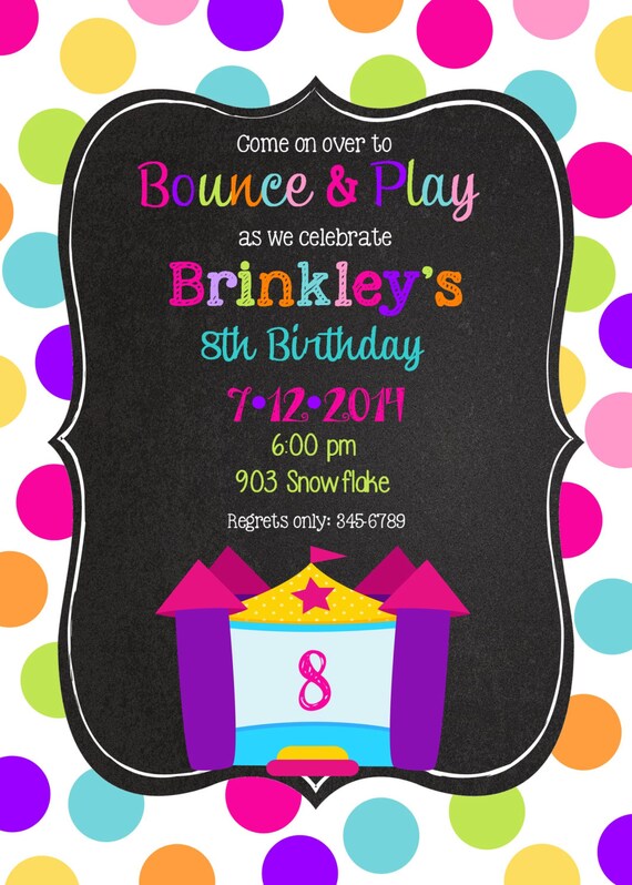 Bounce House Birthday Party invitations printable or digital