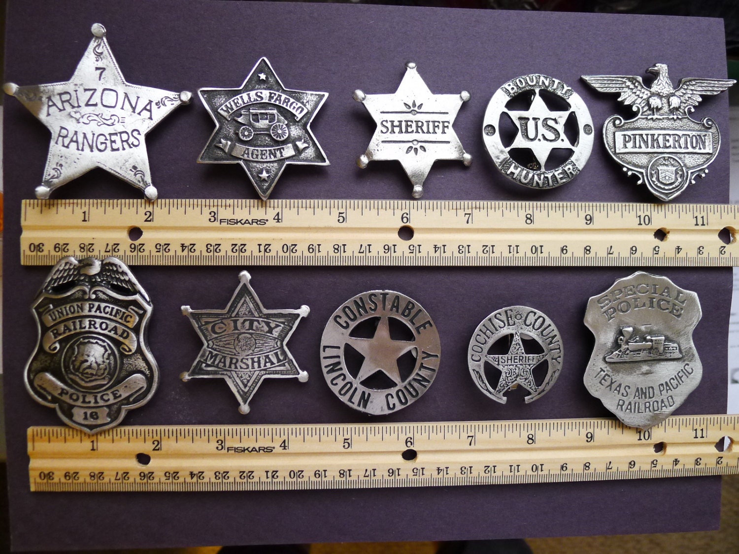 10 BADGES OLD WEST Assorted Styles Lawman