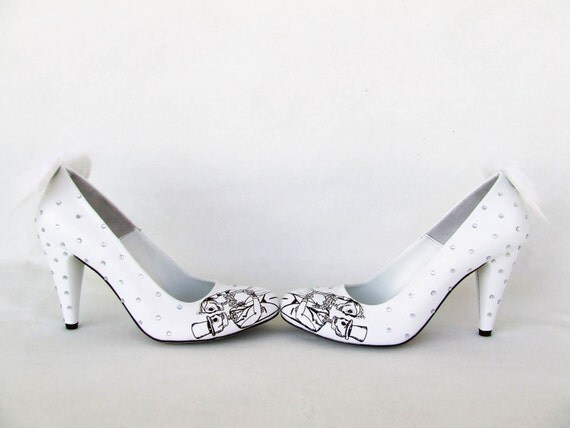 Wedding Shoes Angels and Skeletons Handpainted Customized
