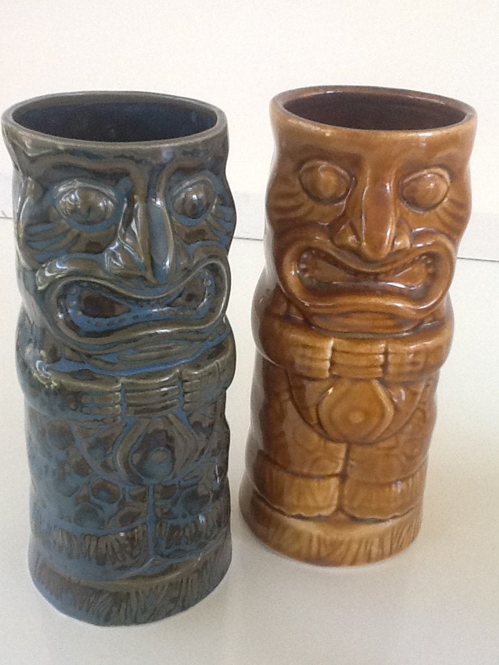 Hawaii Ceramic Tiki Mug and Shot Glasses by