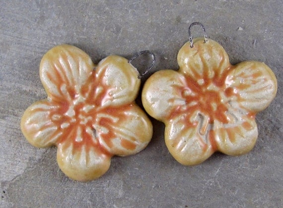 handmade ceramic flowers pendants