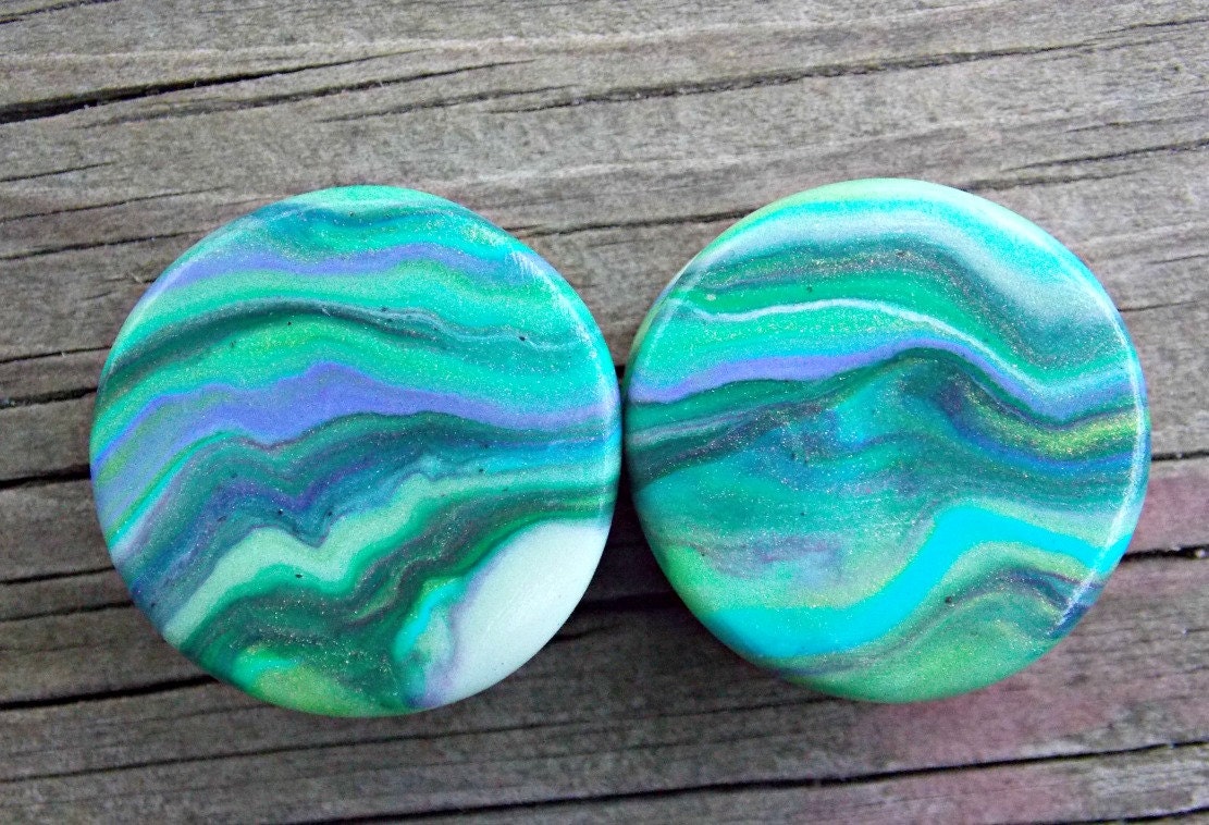 Custom Ear Plugs Polymer Clay Ear Gauges Glow by FateAndNecessity