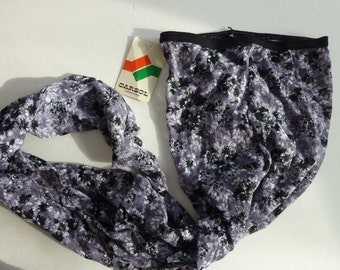 Vintage Lace Pantyhose Black Gray Silver Tights New Old Stock made in Italy by Carsol Size Medium 1990's