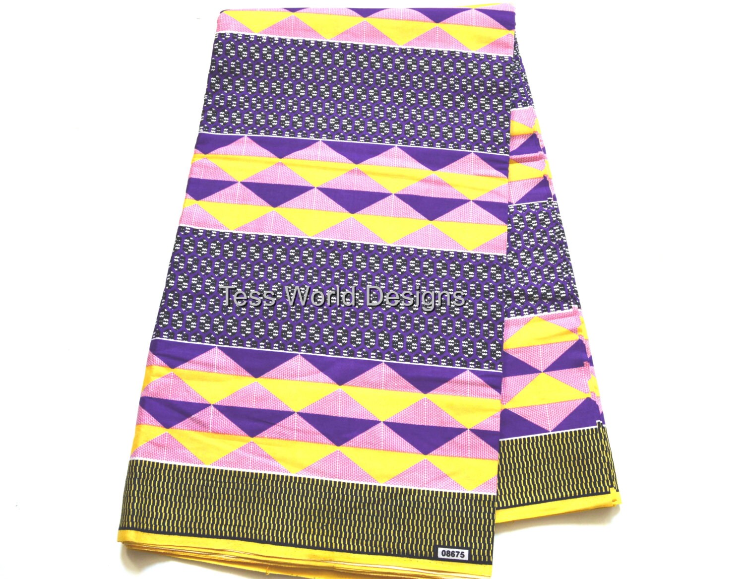 Pink Purple Kente Cloth African Fabric Sold by the Yard