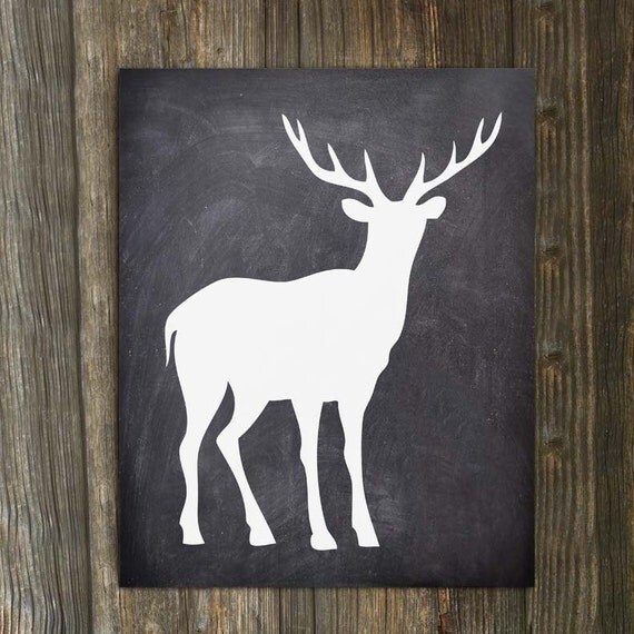 Chalkboard Reindeer Christmas Art Print // Christmas Home