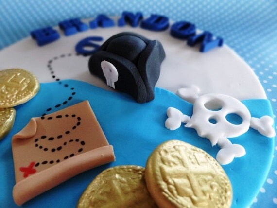 6 Fondant Edible Cake Topper Pirate Theme Ahoy