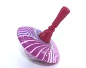 Purple and pinks stripes spinning top, unique dreidel, polymer clay dreidel, classic toy for all ages