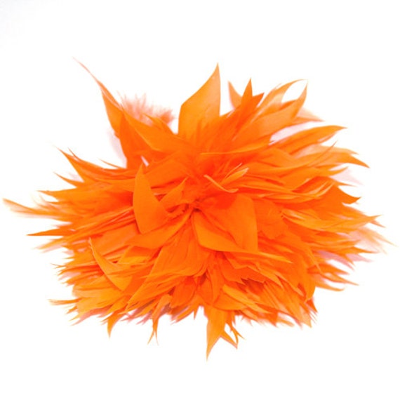 Orange Fascinator feather brooch fascinator clip or pin