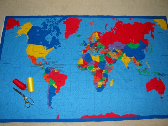 WORLD MAP Cloth Panel with world map Learn by MangoTreeCreations