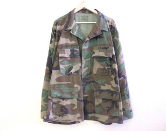 woodland camo army jacket - army camo parka - camo field jacket - size xl