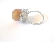 Polymer Clay Wire Wrapped Ring- Polymer Clay Ring- Gold Ring- Silver Plated Ring- Handmade Ring