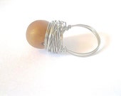 Polymer Clay Wire Wrapped Ring- Polymer Clay Ring- Gold Ring- Silver Plated Ring- Handmade Ring