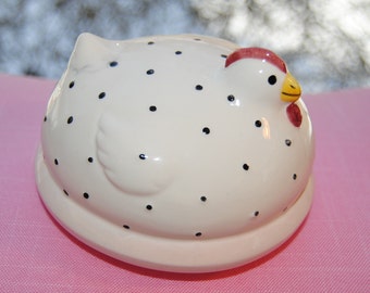 polka dot ceramic chicken