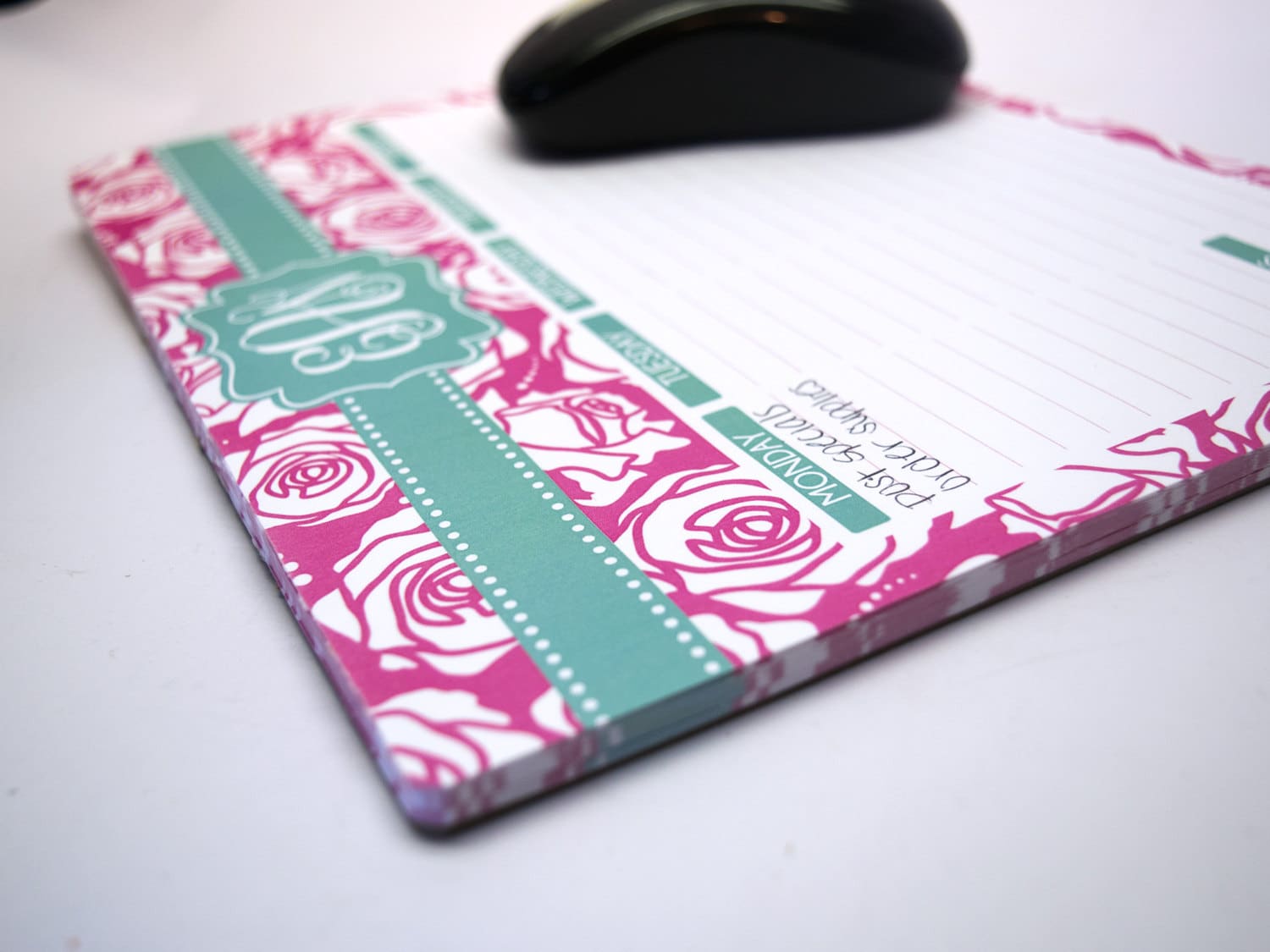 Weekly Planner Paper Mouse Pad Shown in a vertical stripe