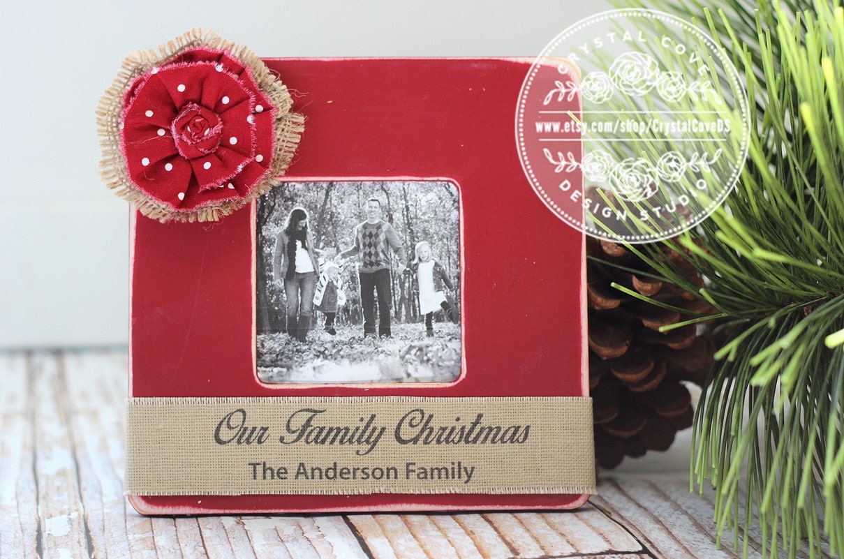 Our Family Christmas Personalized Picture Frame Rustic Home