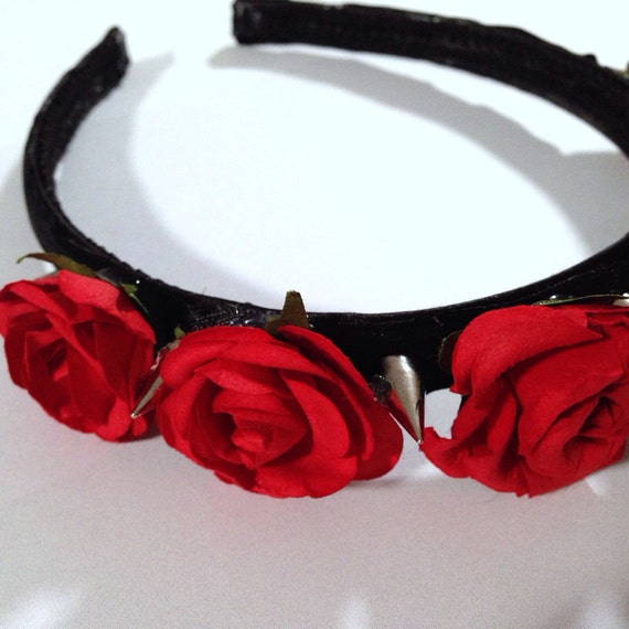 Red Rose Spike Headband By Teacuprose On Etsy