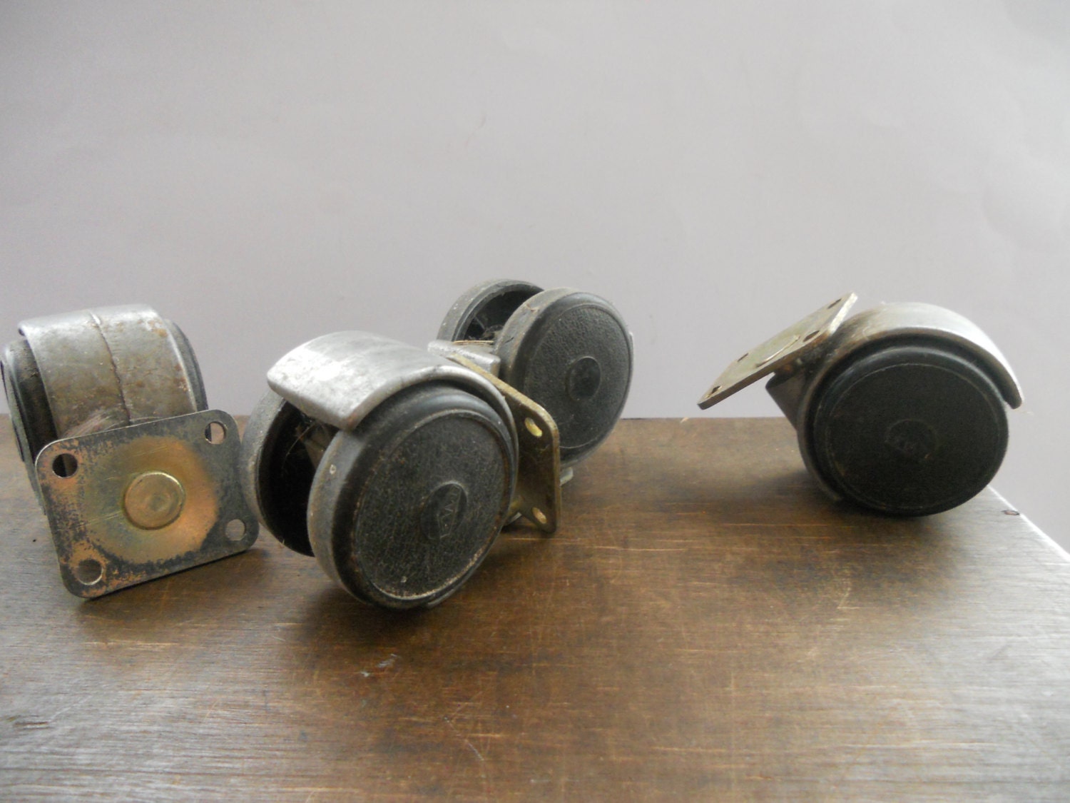 Vintage Soviet Metal Wheels Furniture wheels Set of 4 casters Furniture