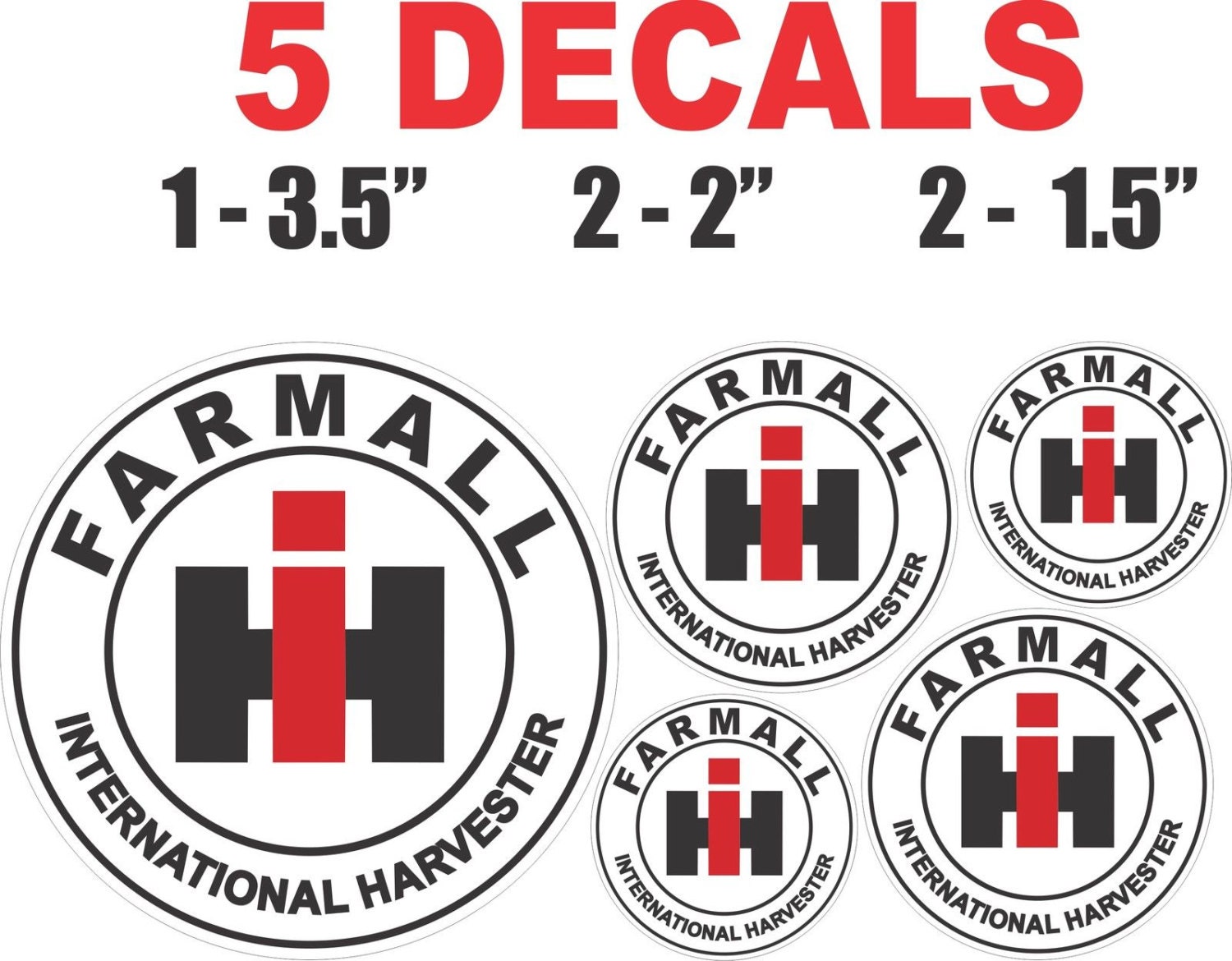 5 Vintage International Harvester Farmall Decals by VintageDecals