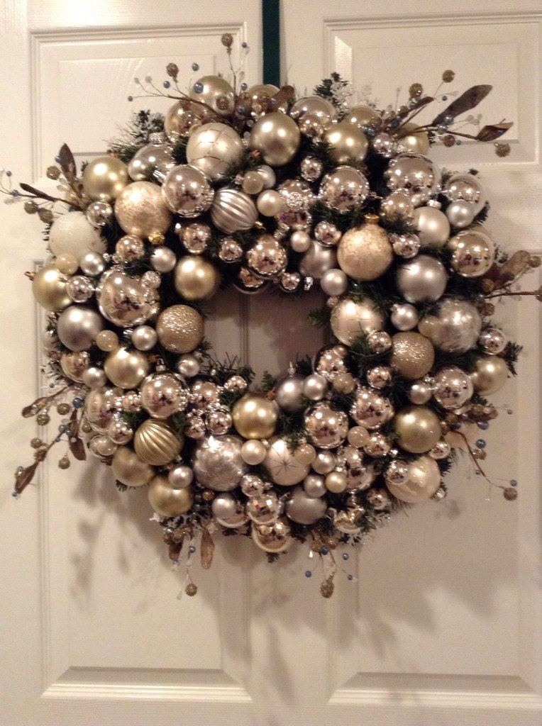 silver and white christmas ornament wreath silver and white christmas ornament wreath