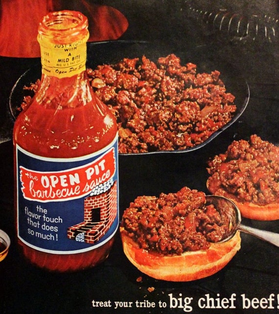 1960s Open Pit Barbecue Sauce Ad BBQ Retro Vintage Food