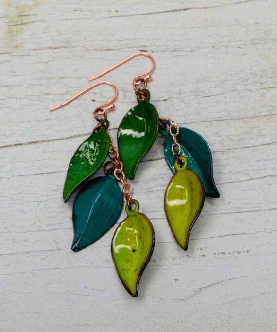spring ivy torchfired enamel earrings by ladeDAH jewelry