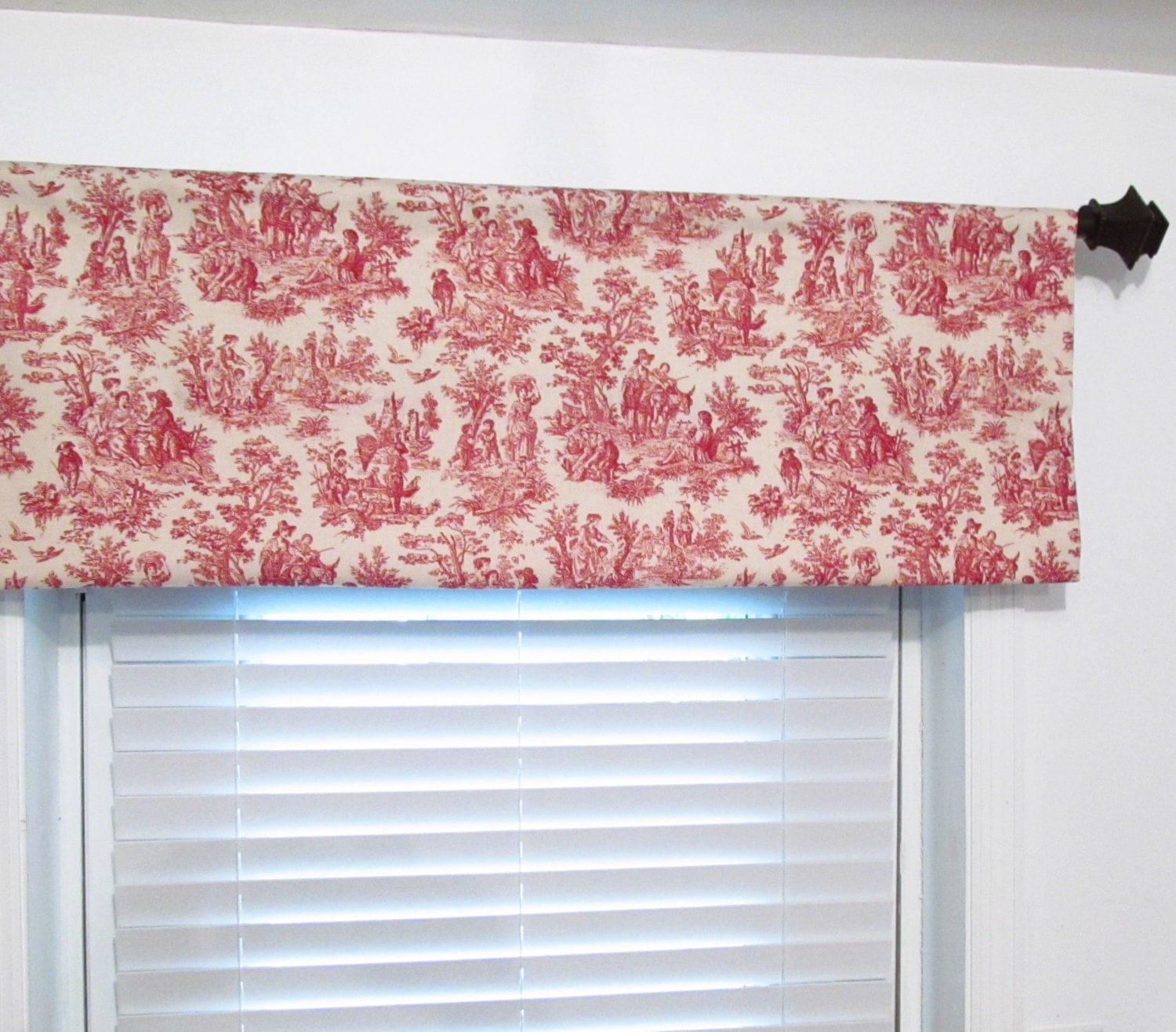 Country Cottage Curtain Valance Waverly Toile Red Natural