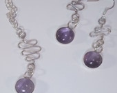 Natural Amethyst- Necklace and Earring Set in Sterling Silver- Bridal Jewelry Set- February Birthday - Jewelry Gift Set
