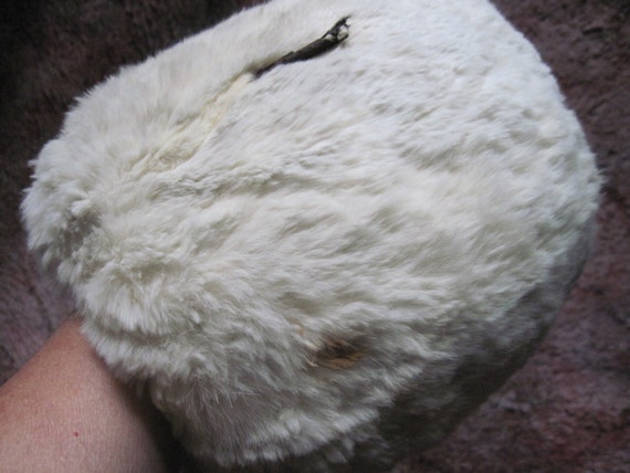 Vintage Real Rabbit Fur Muff for Young Girl or Woman w Small