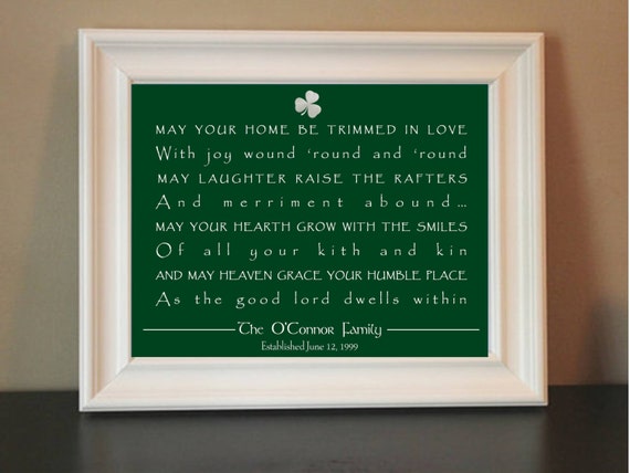 Personalized Irish House Blessing Poem Print Art by KayBee