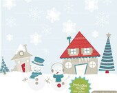 80% OFF SALE Holiday christmas scene clipart commercial use, vector graphics, digital clip art, digital images - CL437 Il_170x135