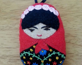 Mexican Artist Charm/Decoration (pink roses)