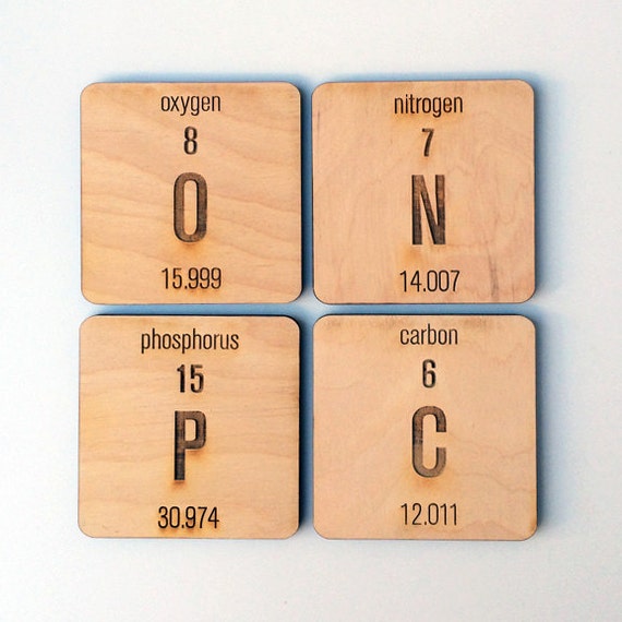 coasters table periodic Wood Table Coasters Cut Laser Elements Periodic pc.