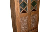 Antique Armoire Rustic Bedroom Decor Hand Carved Cabinet Indian Furniture