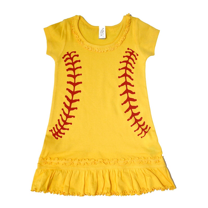 Infant Toddler Girls Softball Ruffle Short Sleeve Dress. Baby