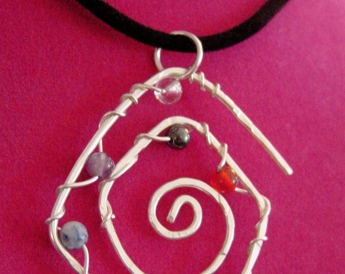 7 Chakra Pendant, Spiral Hammered Wire Wrap, Reiki Jewelry, Chakra Jewelry, Balance, Harmony, Well Being from Nature, Chakra Healing, Reiki