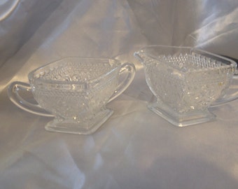 Diamond Indiana Glass Sugar Creamer Set
