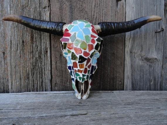 Cow Skull Faux Taxidermy Longhorn Skull Steer Skull Mosaic