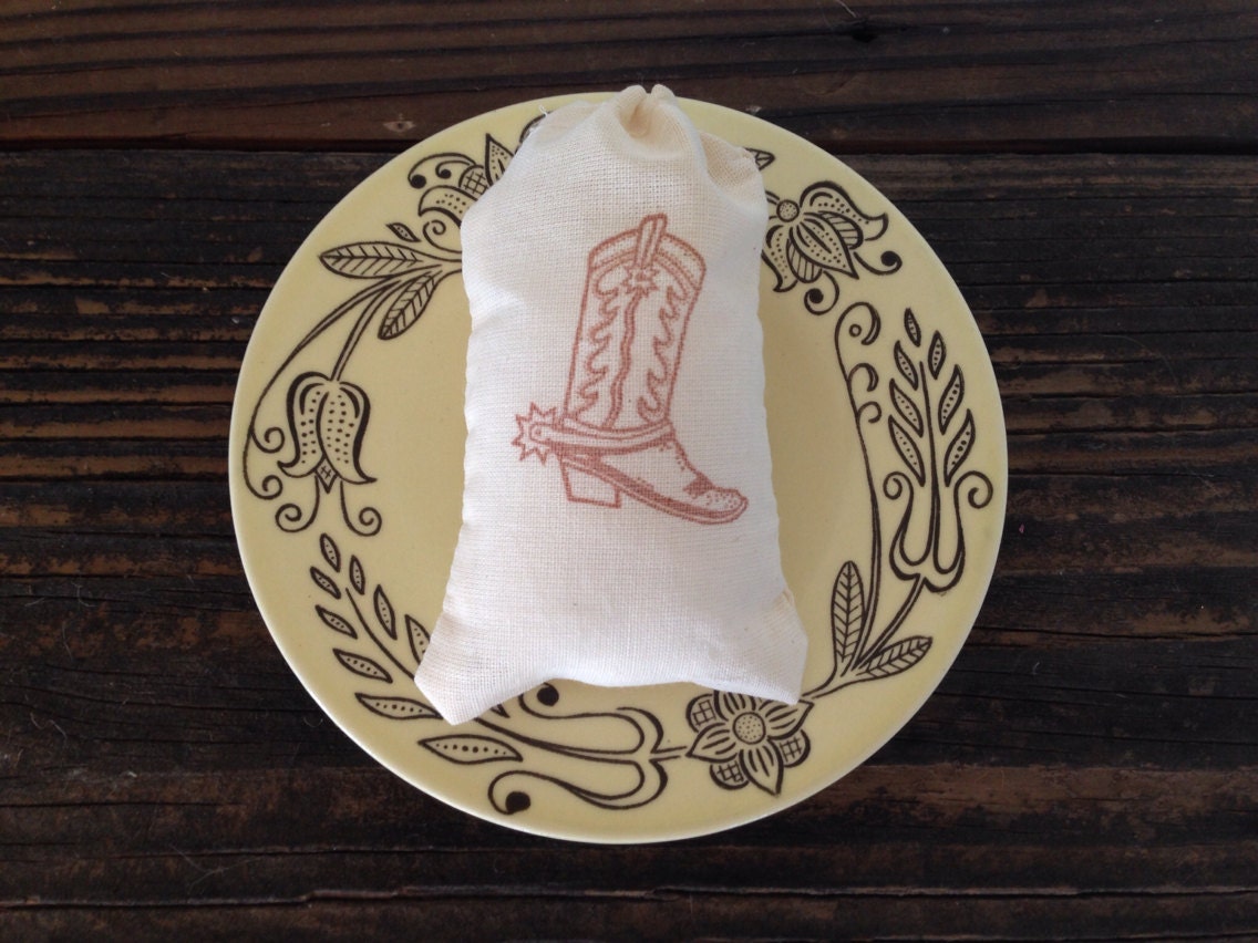 Cowboy Boot Western Muslin Favor Bag Rustic Country Wedding