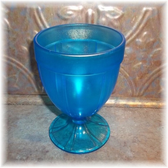 Unique Irridescent Blue Uranium Deco Style Glass Goblet