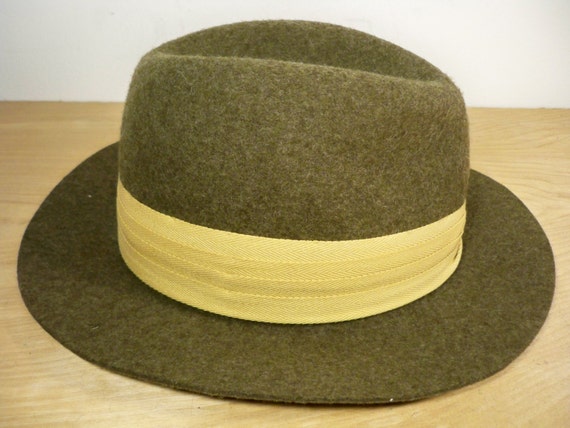 Vintage LL BEAN Made in England 100% Brown Wool Fedora by Joeymest