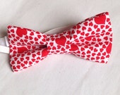 Red Heart Valentine's Day Bow Tie- Valentine's Day Hair Bow- White and Red Heart - Baby, Toddler, Child Il_170x135